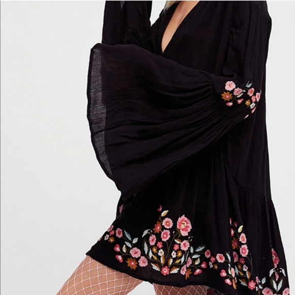 Free People XS Te Amo Mini Dress Embroidered Black - Picture 7 of 16